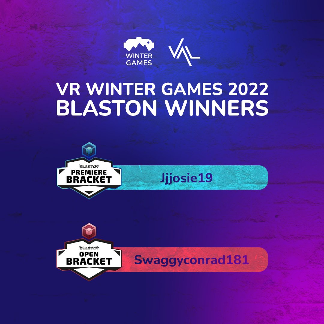 _VAL_VR's tweet photo. This weekend the #VRwintergames Blaston finals showed how skilled and amazing the community is! Congratulations to our winners! https://t.co/rDL01pckDJ