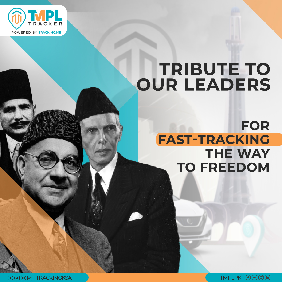 TMPLPK's tweet photo. TMPL wishes you a very happy Pakistan Resolution Day; a day where we honour all those who put in their all for our great nation and for the premise it stands upon.
#23rdMarch #PakistanResolutionDay #TracktoFreedom #TMPL https://t.co/lLKsKmkKC3