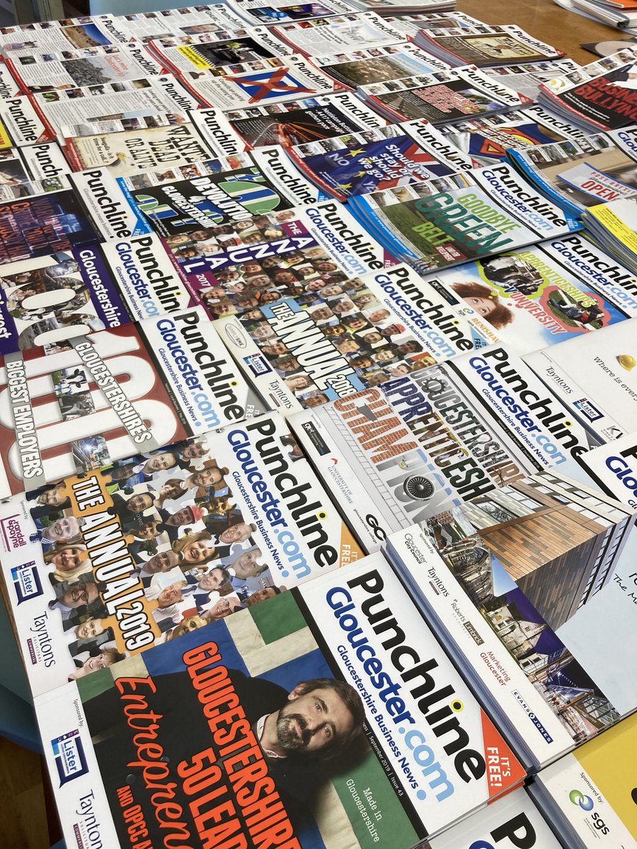 We’ve been sorting through the archives at Punchline HQ, looking back at magazines since 2009! @moosepr @MarkMooseOwen #Gloucester #publishing #glosbiz #ThrowbackTuesday