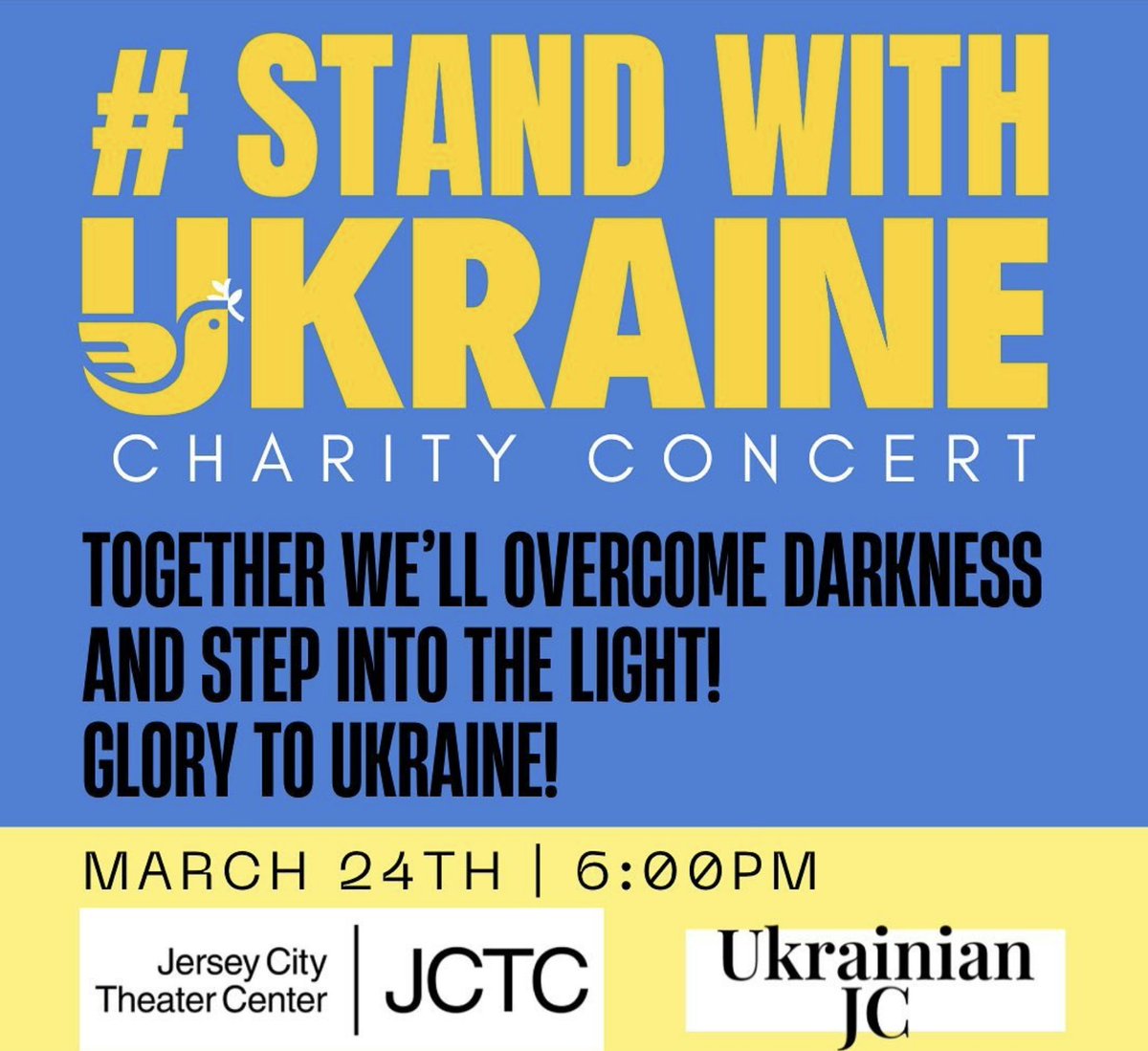 This Thursday at 6pm! Tickets: bit.ly/JCTC-0324

Event Location:
Jersey City Theater Center
165 Newark Ave, Entrance on Barrow St
#JerseyCity #StandWithUkraine