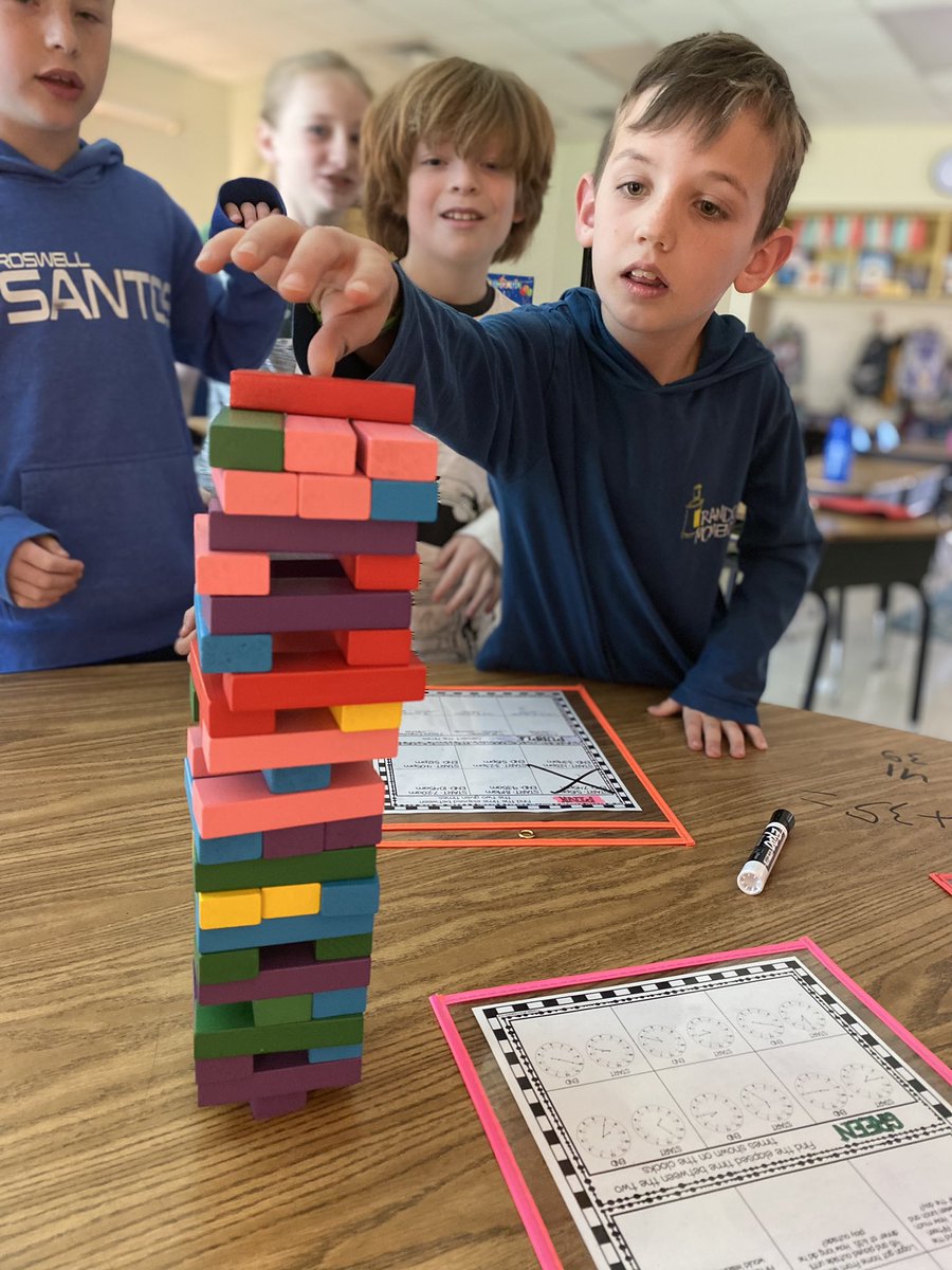 MrsCBBates's tweet photo. We had so much fun practicing our elapsed time strategies with a “topple blocks challenge” today!  @SweetAppleES https://t.co/rGUmIKXpY4