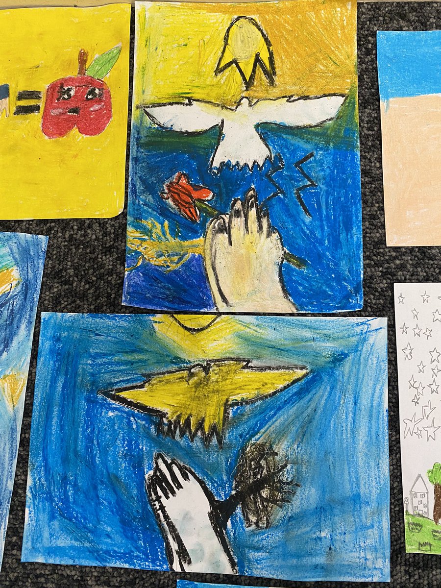 samiaSxxx's tweet photo. In RE we have learnt about the Sacrament of Reconciliation, the children reflected on God’s love and forgiveness. We created portraits to represent forgiveness using oil pastels. @stanneskly #bestdaysoftheirlives #CreativeRE https://t.co/EQ9Lkd7IGW