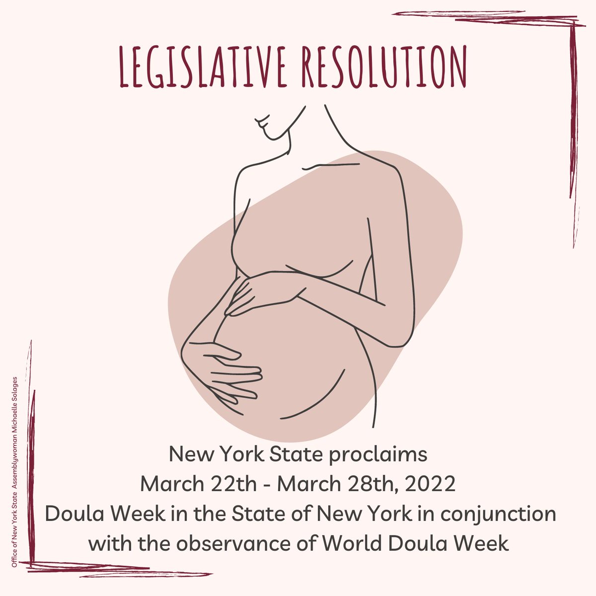 SolagesNY's tweet photo. New York Assembly Resolution 675
(K00675) Passed on March 22 2022
#doulaweek #worlddoulaweek #doulalife #doulasupport #birth #postpartum #legislativeresolution https://t.co/sKNAgUUZNs