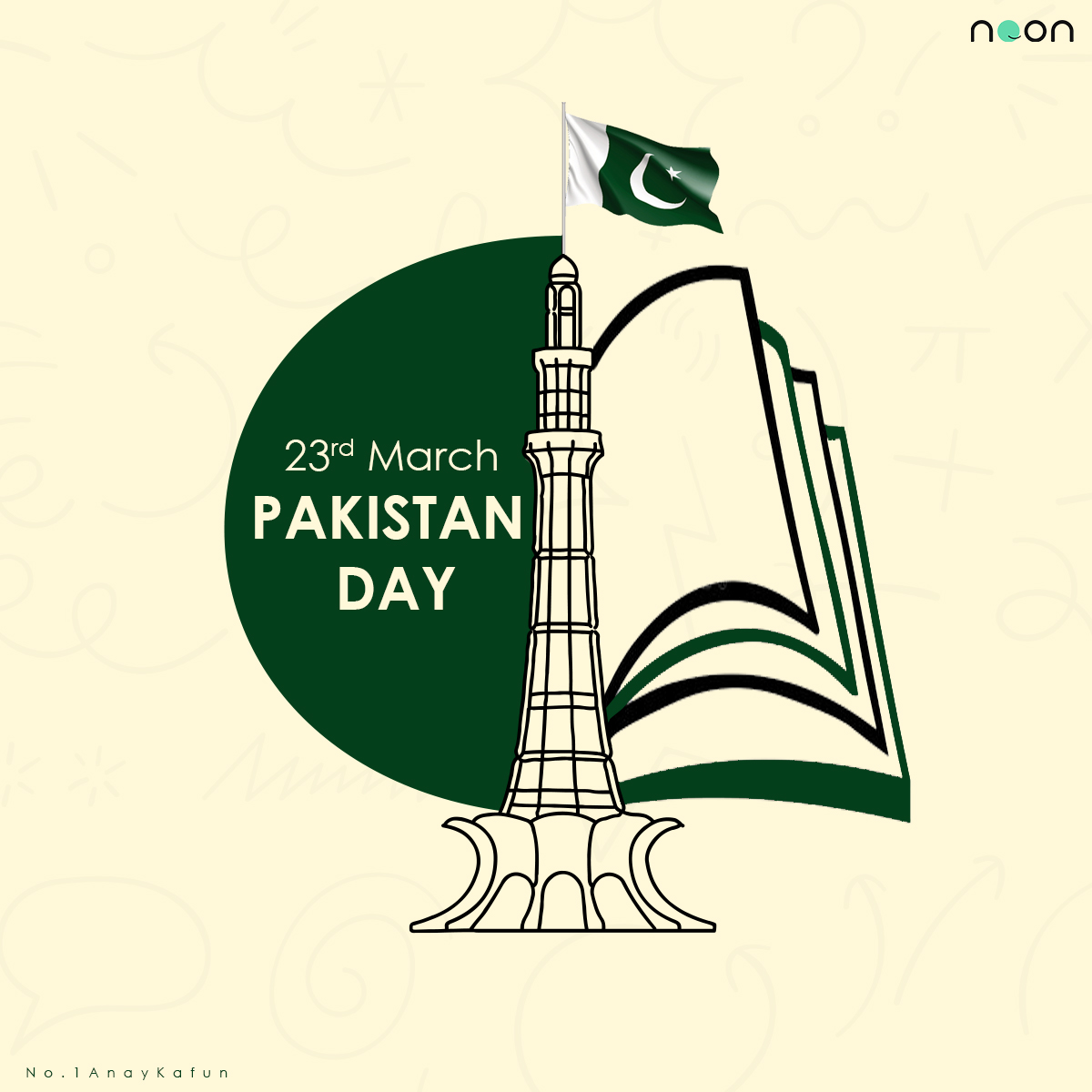 NoonPakistan's tweet photo. This Pakistan Day, let's all pledge to work hard, stay disciplined and make ours the greatest nation.

Happy Pakistan Resolution Day to all! 

#PakistanDay #Noon #23March #No1AnayKaFun https://t.co/7UKwFrx45R