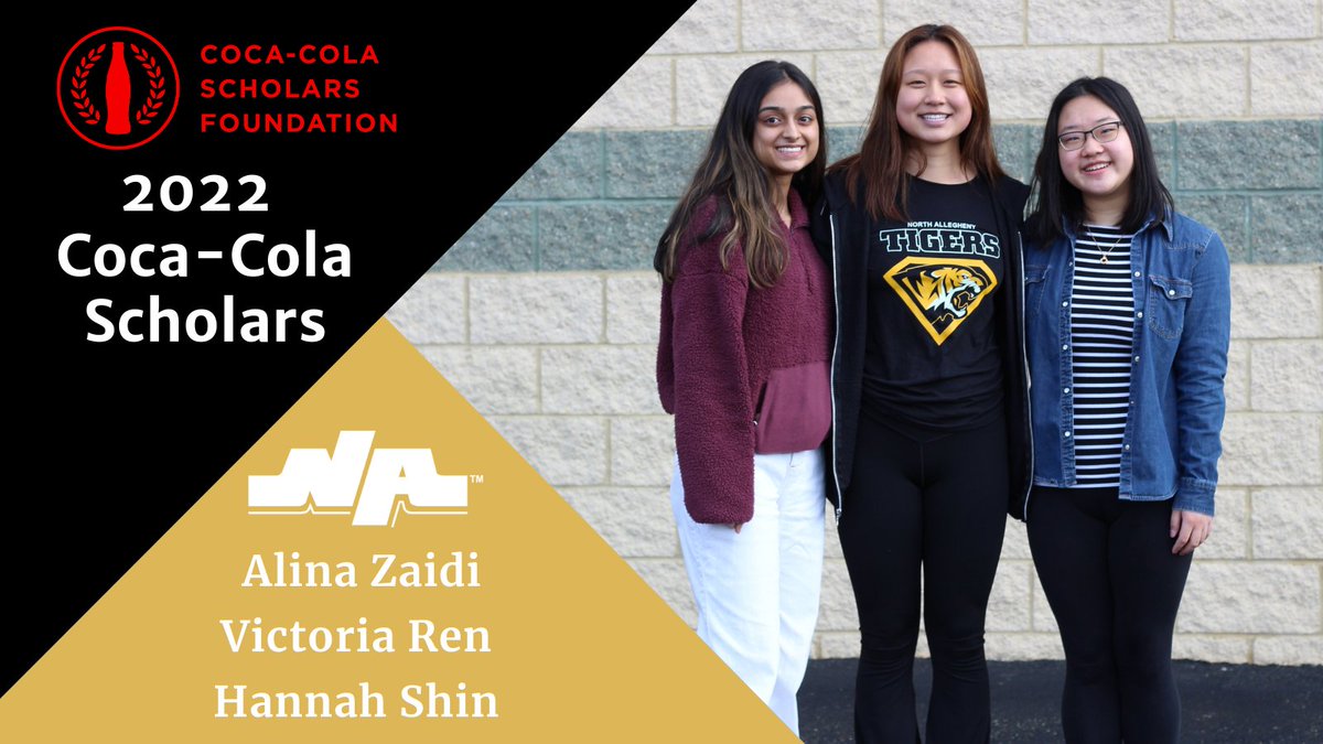 NA_Schools's tweet photo. For exemplifying superior leadership, service, &amp; academics, three NA Seniors have been named 2022 @cokescholars! Congratulations to Victoria Ren, Hannah Shin, &amp; Alina Zaidi on your $20,000 college scholarship! For a full list of recipients: https://t.co/P3XIDqaPZJ #CokeScholars https://t.co/7yrzGCagn8