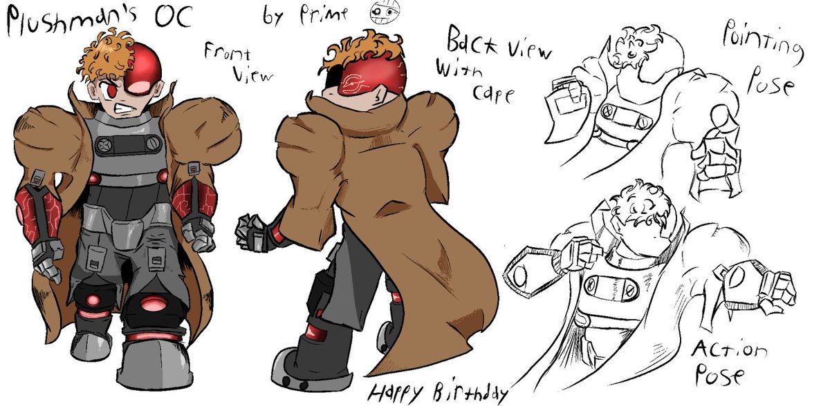 plushman11's tweet image. One of my friends, Prime (who used to have a account on here) drew this as a late birthday gift and honestly it&apos;s fire. 🔥🔥🔥

Also meet my OC ig lol