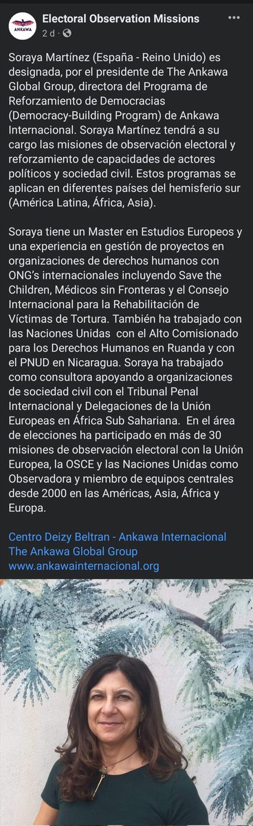 #Nuevo

Soraya Martinez es nombrada Directora del Programa de Reforzamiento de Democracias de <a href="/cdbankawa/">Centro Deizy Beltran</a> <a href="/ankawaintl/">The Ankawa Global Group</a>

👇