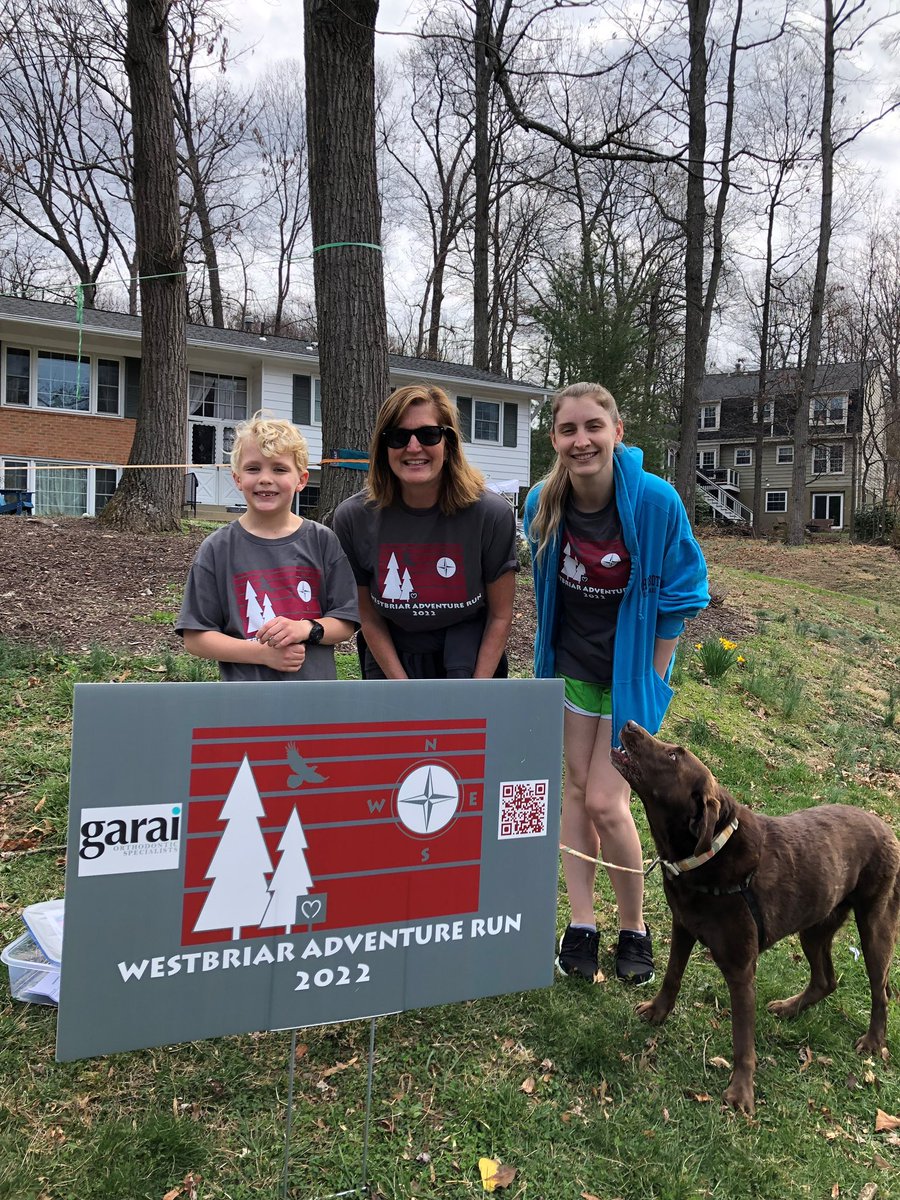 Mrs. Williams and Ms. Gaver enjoy the Westbriar 5k Fun Run with a Westbriar student and honorary student, Cocoa the dog! 😊 
Did you find some friends at the Fun Run? We’d love to read about it! 🥰