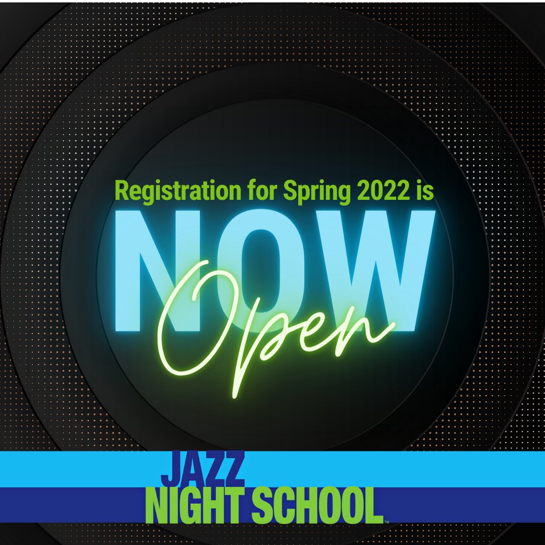 Spring session begins April 2nd. Register for a class or combo today at jazznightschool.org!

If you're new to Jazz Night School, or not sure what to register for, email info@jazznightschool.org to request a free skills assessment before registering.

See you in April!