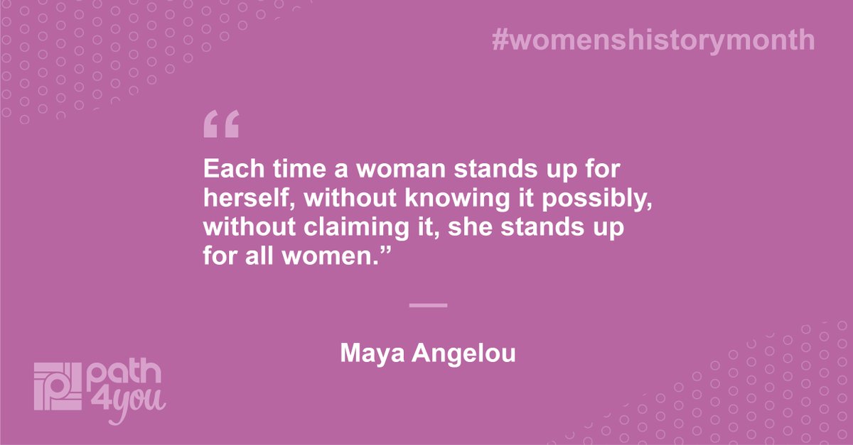 Path4YouIndiana's tweet image. “Each time a women stands up for herself, without knowing it possibly, without claiming it, she stands up for all women.” 

-Maya Angelou 

#PATH4YOU #patientcentered #womenshistorymonth #samedayaccess  #access #pregnancyplanning #alloptions #findyourpath #contraception