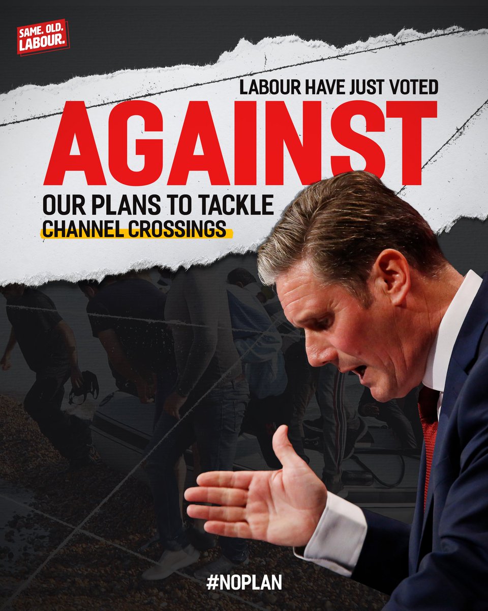 Labour had a choice today. They voted against our plan to tackle illegal channel crossings through the Nationality &amp; Borders Bill.

Keir Starmer and Labour have #NoPlan to reform and strengthen our borders, whilst we're getting on with the job.

#SameOldLabour