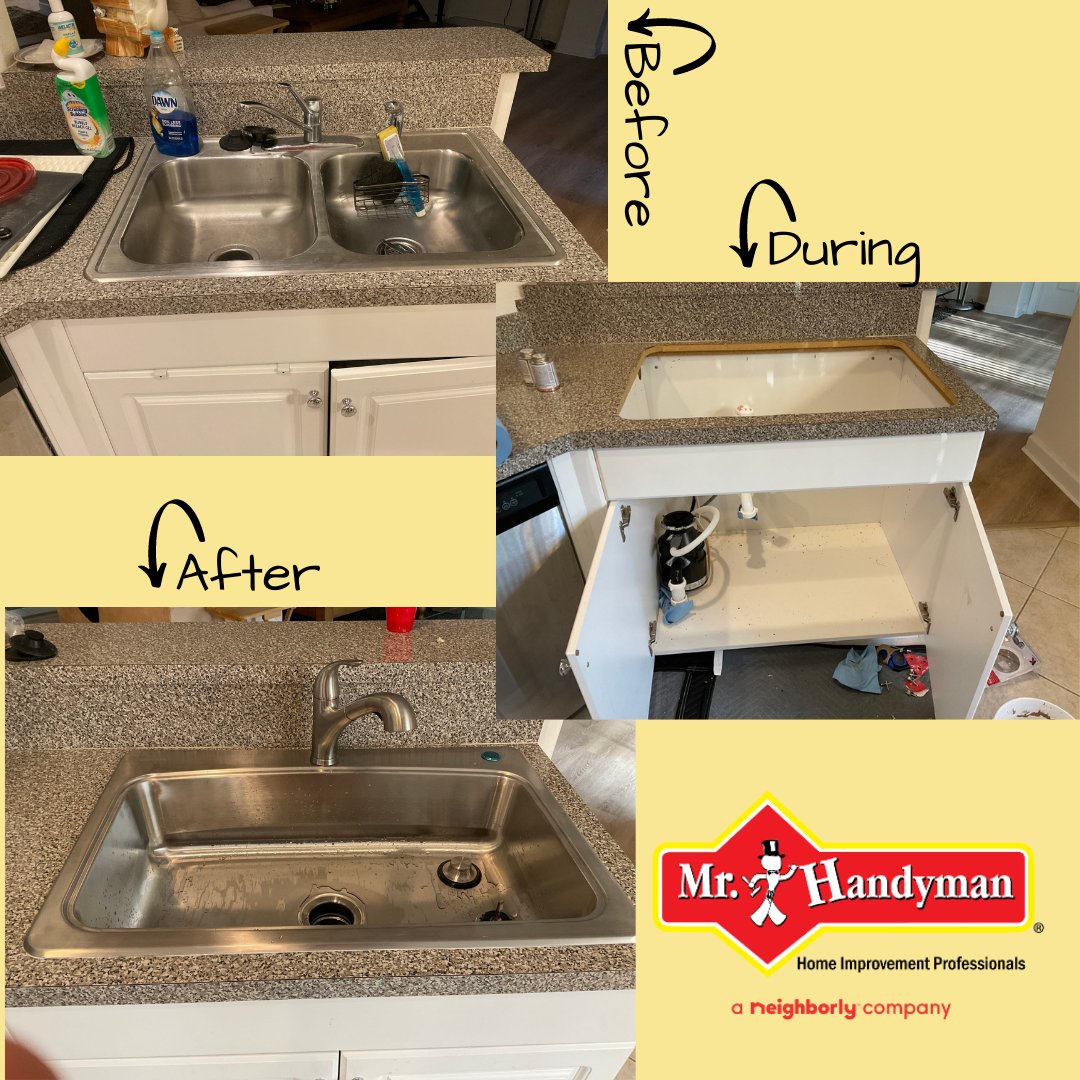 If you are looking for someone to do any home improvement projects or home repairs, then give Mr. Handyman serving Vero Beach to Jupiter a call! We are licensed, insured and standing by to help. (772)218-2447 #newsink #kitchen #kitchenupgrade #sinkupgrade #mrhandyman...