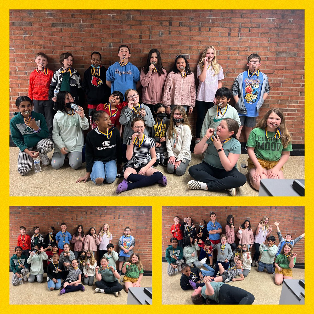 MrsCathyJackson's tweet photo. I believe that academics should be celebrated 🎉 It was pizza, medals and playground time for this Mayor’s Cup winning team this afternoon🏆 🐝@BowenBees @JCPSKY #academicteam #problemsolving #quickrecall #writtenassessment #mayorscup https://t.co/Fwfa3yVjHC
