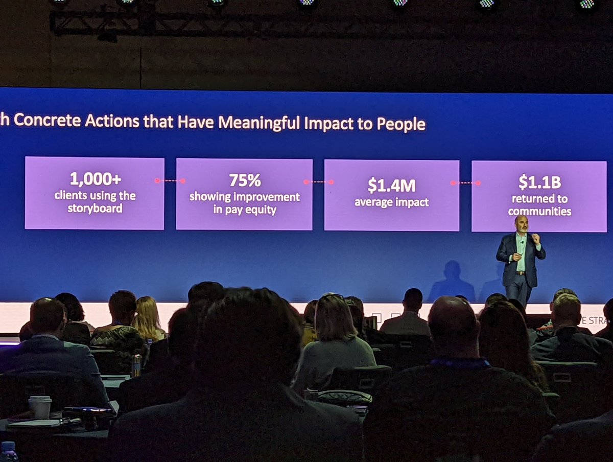 And <a href="/ADP/">ADP</a>'s Berkowitz on the DE&amp;I efforts and results of <a href="/ADP/">ADP</a> - over 5k $ returned per person. 
Based of 1000+ enterprises used the storyboard. 75% improved #Equity, average impact of 1.4M  and 1.1B returned #Adpmotm