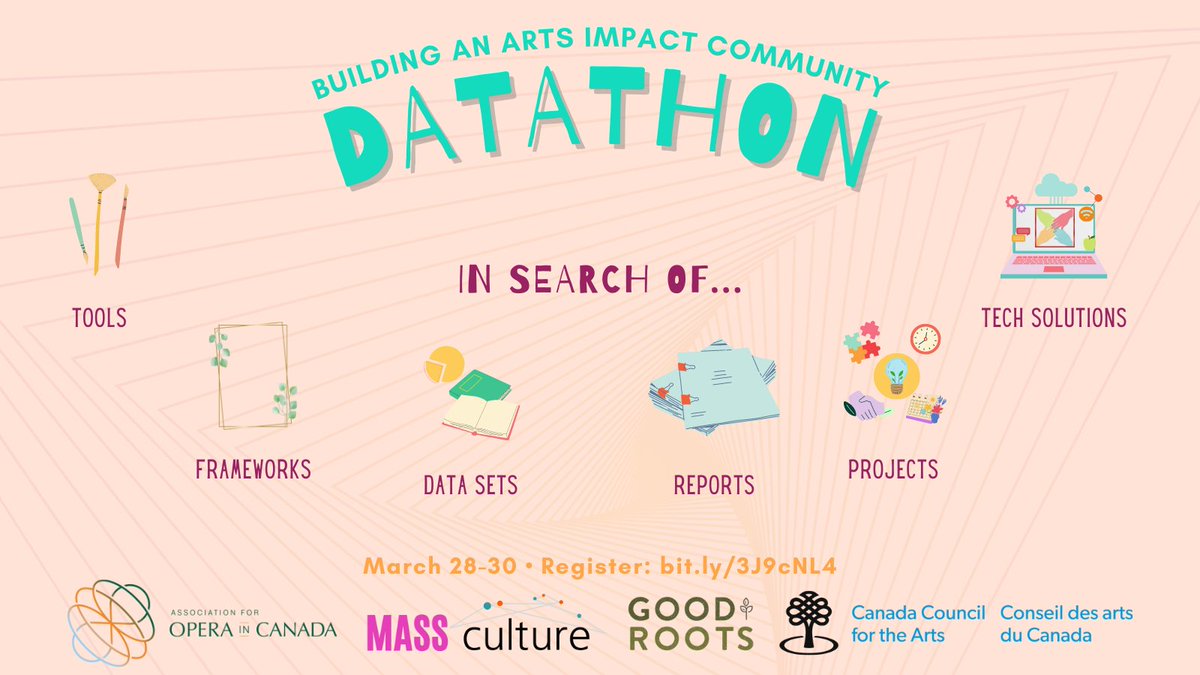 massculture_'s tweet photo. The Arts Impact Datathon with @opera_ca next week, so we wanted to share some examples of the resources we're looking for! We'll be adding to this thread as the #ArtsImpact #ArtsDatathon approaches ⬇️
If you haven't yet, be sure to register for updates: https://t.co/6Qg9cYRhUp https://t.co/Oa6SL9vsRj