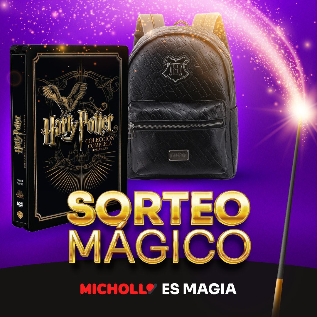 SORTEO MÁGICO con la gente de <a href="/michollo/">Michollo</a>

Regalamos la saga completa de Harry Potter y una mochila de Hogwarts. El sorteo acaba el 29 de marzo y el 30 damos el ganador. Participa:

➡️Sigue a <a href="/michollo/">Michollo</a> 
➡️RT a este tweet

¡Muchísima suerte! 🍀