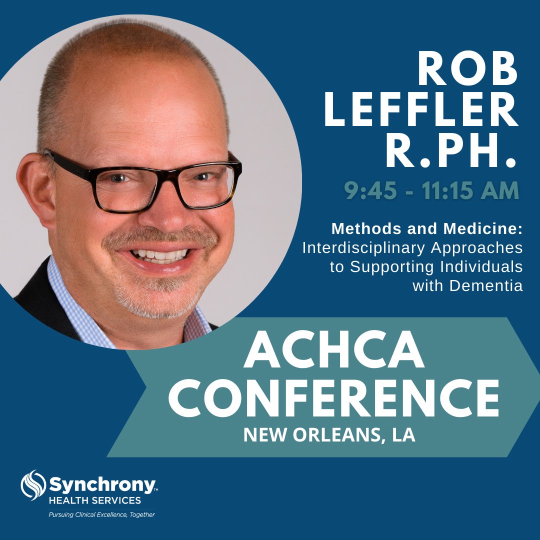 SynchronyPharm's tweet photo. We’re at the American College of Health Care Administrators! Don’t miss Synchrony Pharmacy’s very own Rob Leffler (VP of Clinical Services) and Will Robinson (Executive Director at Abilities Unlimited) speaking Wednesday morning from 9:45-11:15 AM CST. https://t.co/3EjfFInRsy