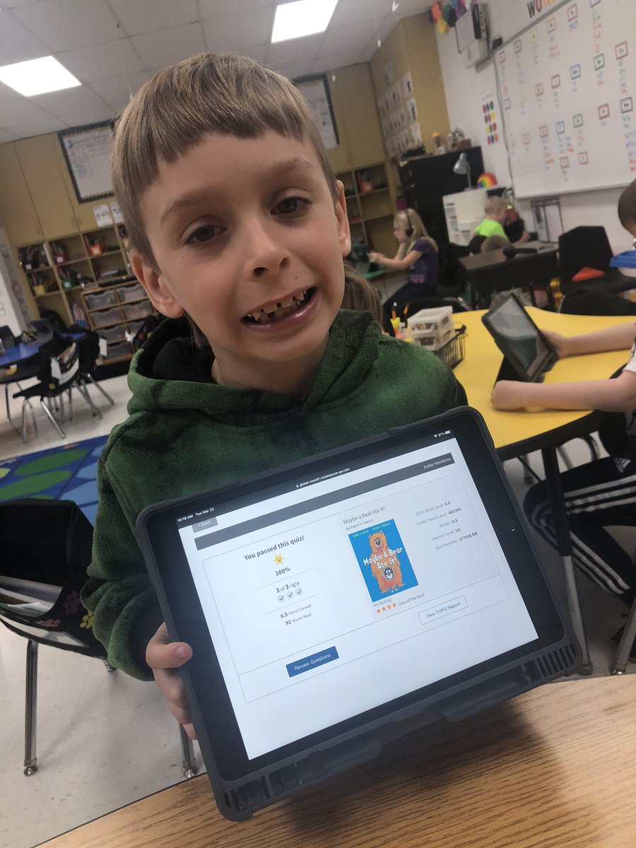 A 100% on an AR test and starting chapter books! I am so proud of these two and the work they are putting into their reading! #tweetingtuesday