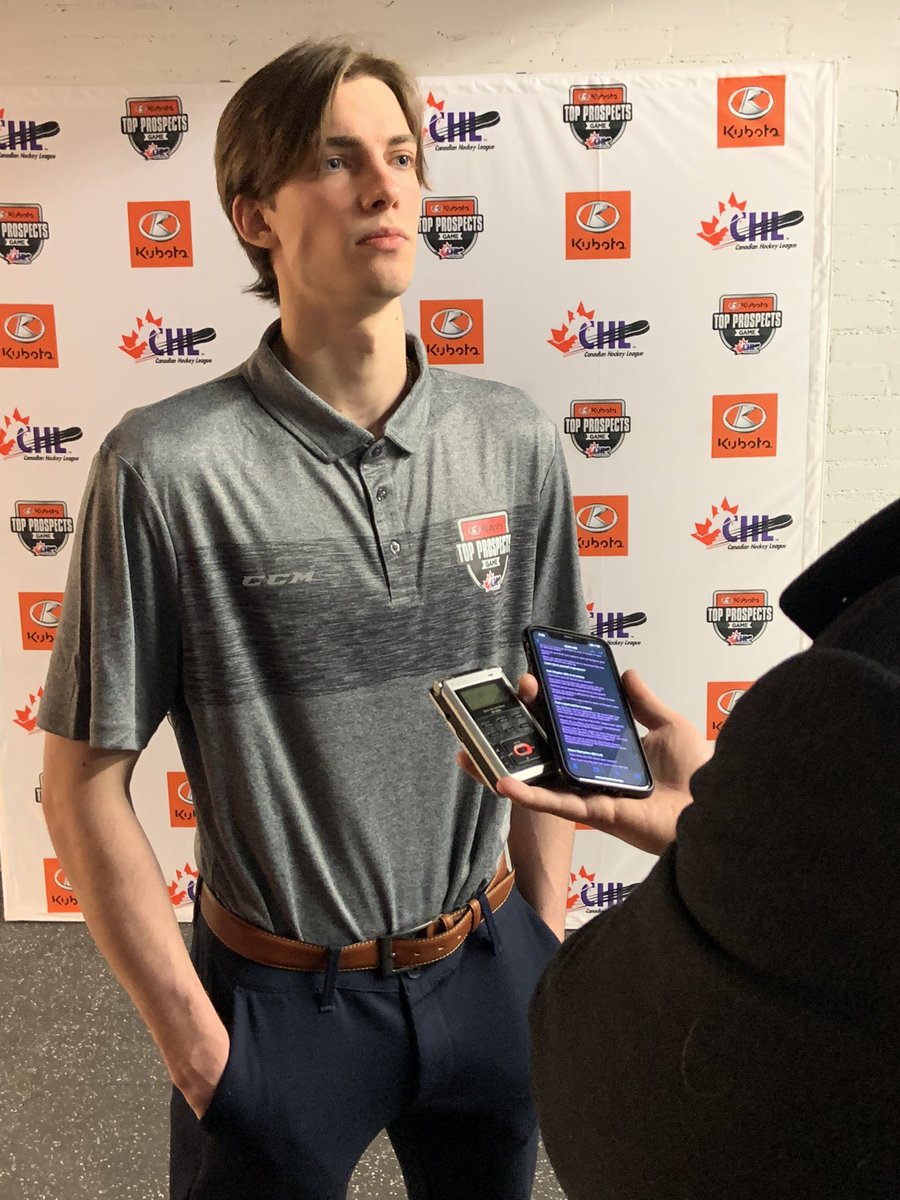 QMJHL's tweet photo. Some more behind-the-scenes looks at Media Day ahead of tomorrow’s @KubotaCanadaLtd Top Prospects Game! 🎥 🎤
#KTPG | https://t.co/nmxjVwNdlG https://t.co/7avd1OpWVW