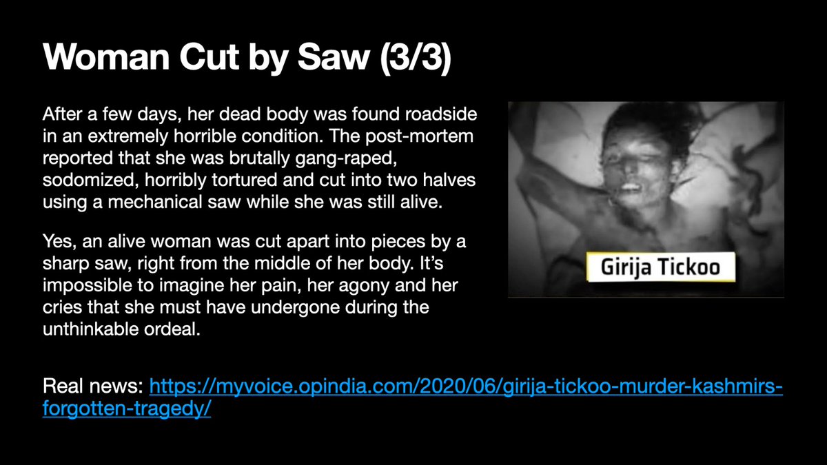INSIGHTUK2's tweet photo. Is @BBCNews now a Genocide Denier is the question  #Hindus are asking. #KashmirGenocide by #Islamists is no Fiction @bbcworld. Facts Scream out to you @BBCIndia on the Barbaric Brutality. @merylmsebastian #GirijaTikoo was Raped &amp; then put through mechanical saw #TheKasmirFiles https://t.co/amRd8ExM5p