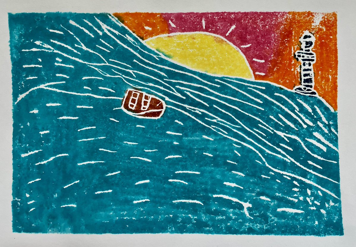 ArtAlderman's tweet photo. 5th grade prints inspired by Hokusai’s Great Wave 🌊 @AldermanEagles @jsteinhilber22 @NhcsArts https://t.co/Ctf2xCAuTu
