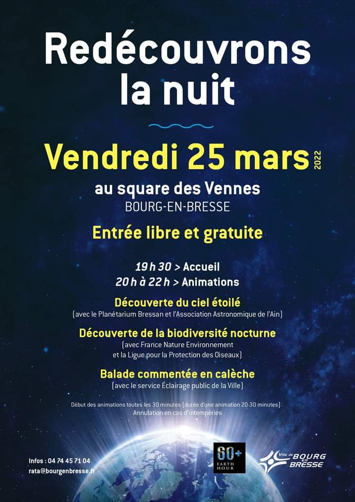 Isabelle Maistre (@isabellemaistre) on Twitter photo Rdv vendredi pour une belle soirée sous un ciel étoilé! 🌍🌙 🌠 A l'occasion de la 16ème édition d'#EarthHour, <a href="/Bourg_en_Bresse/">#BourgenBresse</a> vous propose de redécouvrir la nuit et la nature, avec de nombreuses animations "Redécouvrons la nuit". <a href="/JFDebat/">Jean-François Debat</a> Rdv vendredi pour une belle soirée sous un ciel étoilé! 🌍🌙 🌠 A l'occasion de la 16ème édition d'#EarthHour, <a href="/Bourg_en_Bresse/">#BourgenBresse</a> vous propose de redécouvrir la nuit et la nature, avec de nombreuses animations "Redécouvrons la nuit". <a href="/JFDebat/">Jean-François Debat</a>
