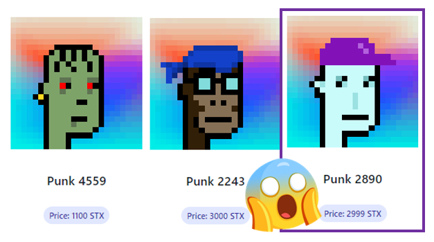 PunksOnStacks's tweet image. Casually looking at the rare floors and...

#StacksPunks Zombie at 1100 STX
#StacksPunks Ape at 3000 STX
➡️ #StacksPunks Alien at 2999 STX 👀‼️

Makes for a great t-shirt too
Just saying... 😉