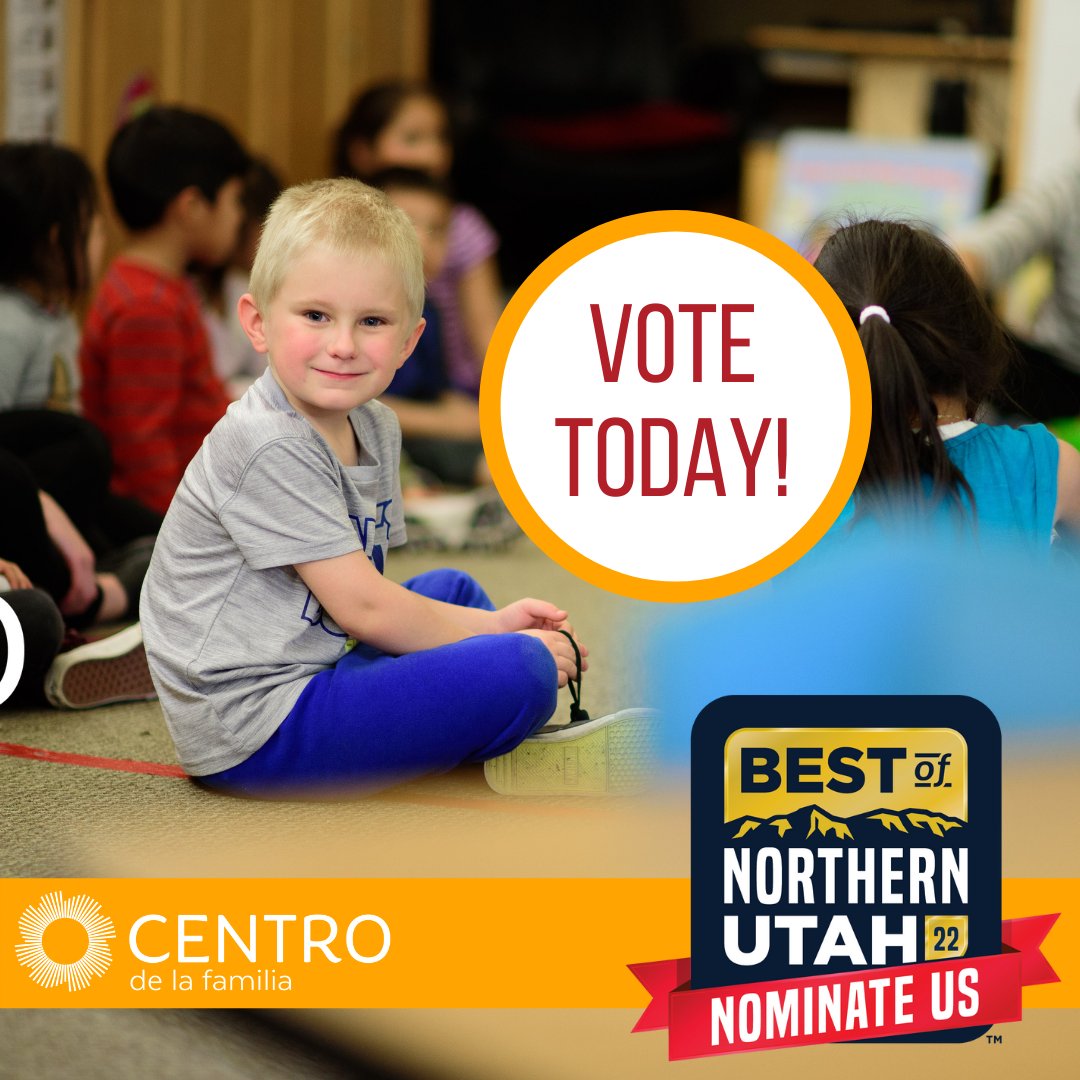 centro_ut's tweet photo. Centro de la Familia has been nominated for the best childcare/preschool of Northern Utah and we need your votes! You are allowed 1 vote a day through the link below. 

https://t.co/jAZIFpun09 https://t.co/5lEz5UjV1D