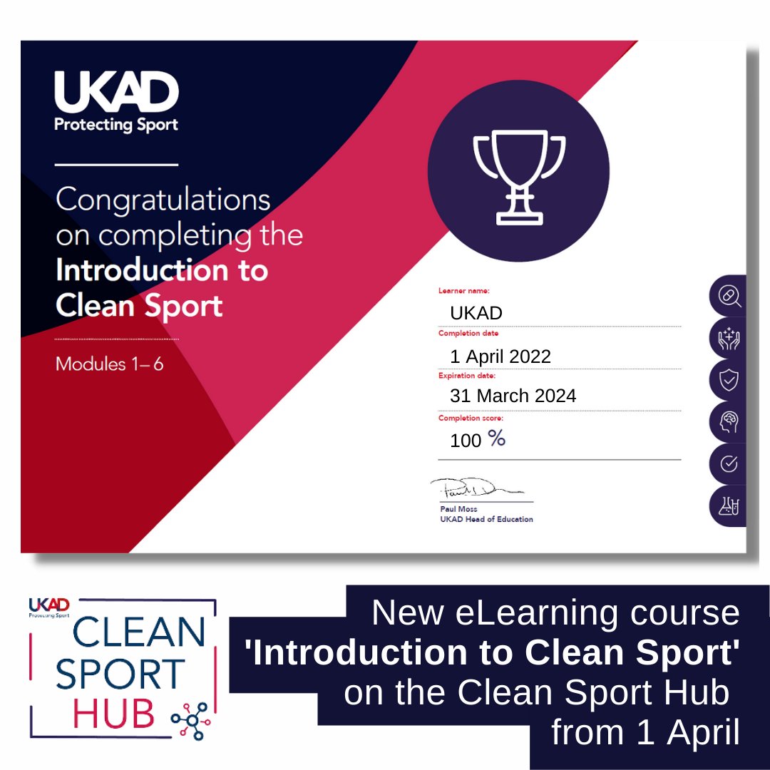 ukantidoping's tweet photo. What is the Clean Sport Hub? How do I register?

The answers to our most frequently asked questions on our education platform and its eLearning courses, available here: ▶️ https://t.co/f5IqBSuf2H

#CleanSport https://t.co/0m5SrPm5PZ