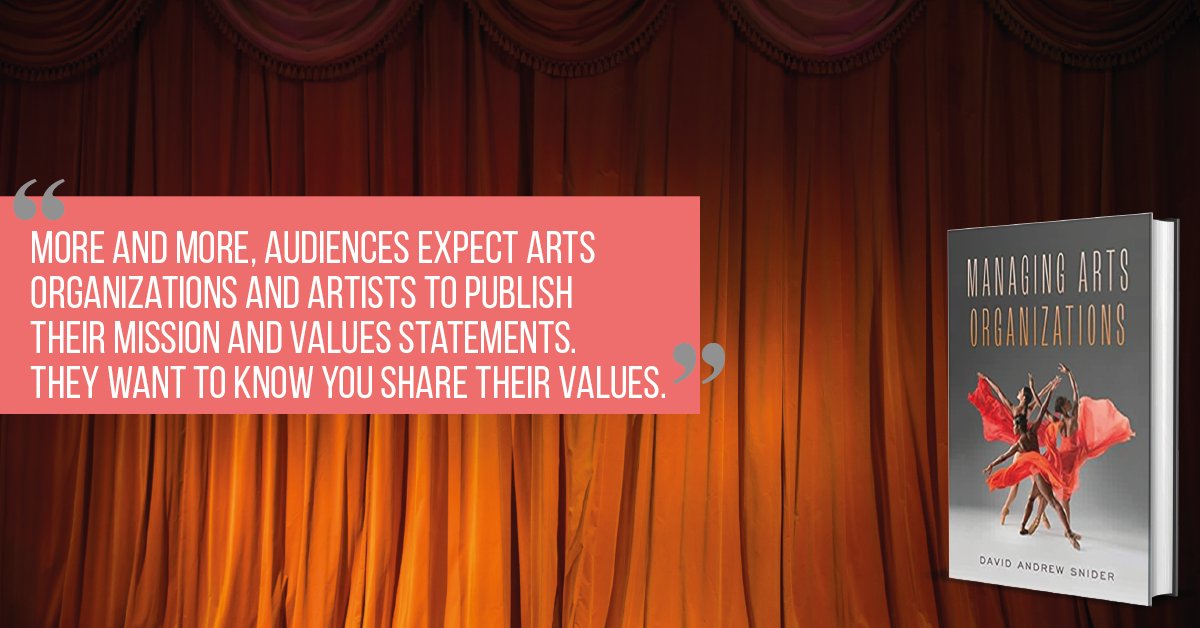 In today's world, organizations must engage, adapt, and innovate. Great management invites creativity. Vibrant artistry welcomes strong management. This book can help. 
Managing Arts Organizations by David Andrew Snider 
amzn.to/325BM11