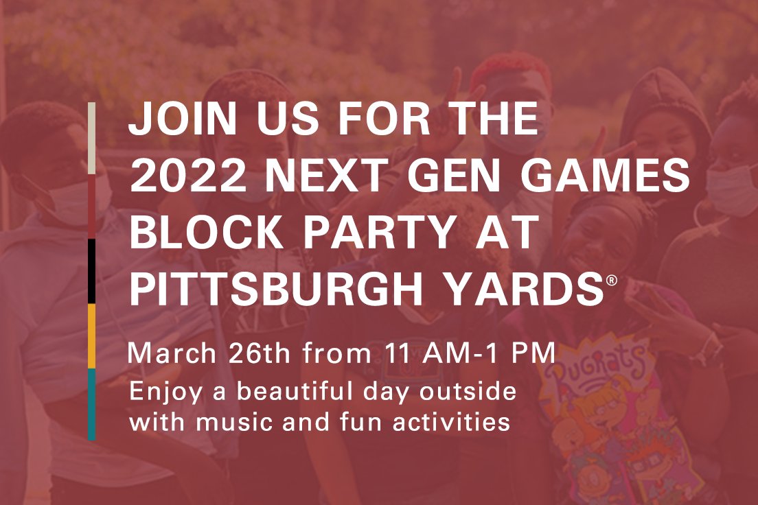 PittsburghYards's tweet photo. Come soak up the sun and join us for the return of the 5th annual Next Gen Games Block Party at #PittsburghYards ☀️ Get ready to have some fun on March 26 from 11 AM - 1 PM! Learn more and register here: https://t.co/k8RKKpHCnw #NextGenAtl #PittsburghYards https://t.co/9sQ8P0cMEQ