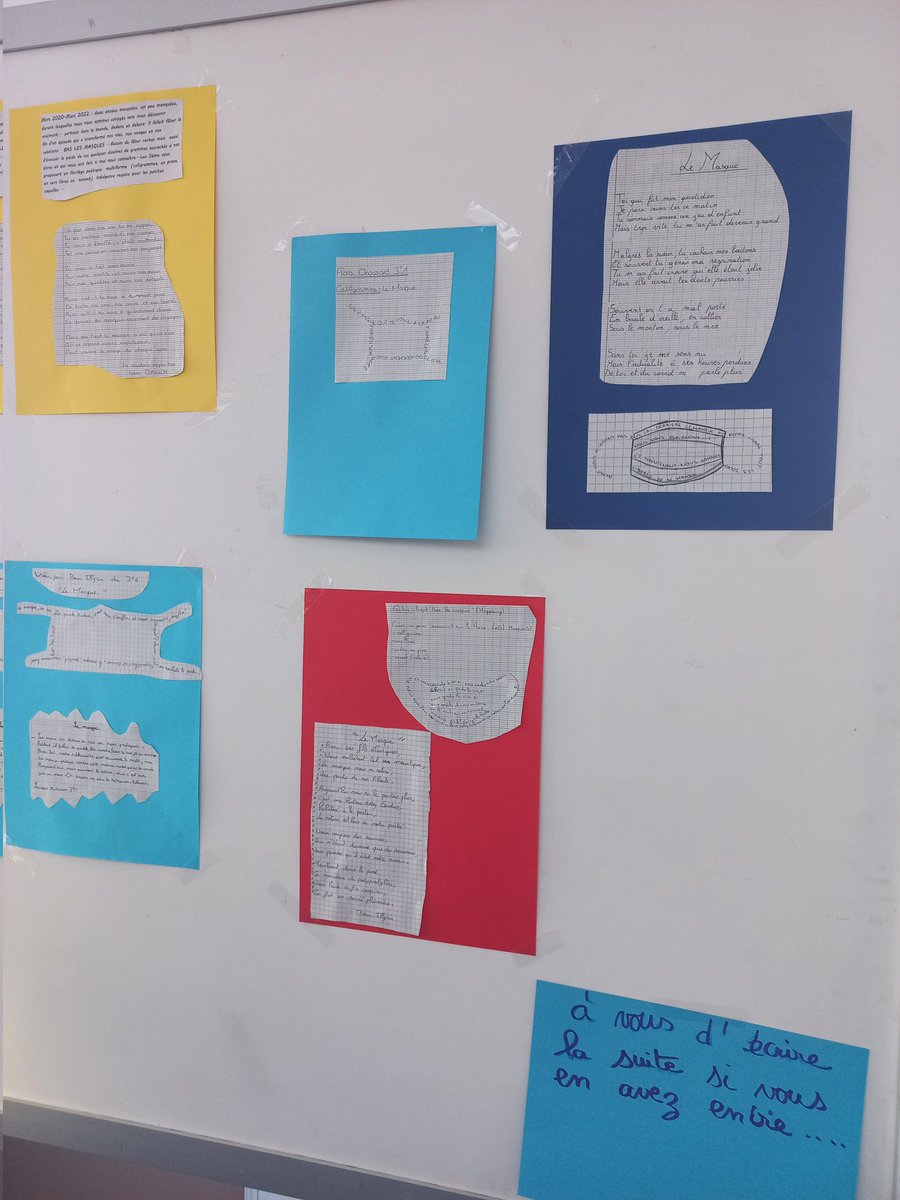 F_DEMOULIN's tweet photo. Bas les masques ! Un thème inspirant pour nos 3° à l'occasion du #printempsdespoetes #blamont @acbesancon https://t.co/U5o0Zk8Tu1
