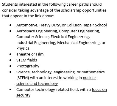 Scholarship Opportunities:  tinyurl.com/2s43ce7y