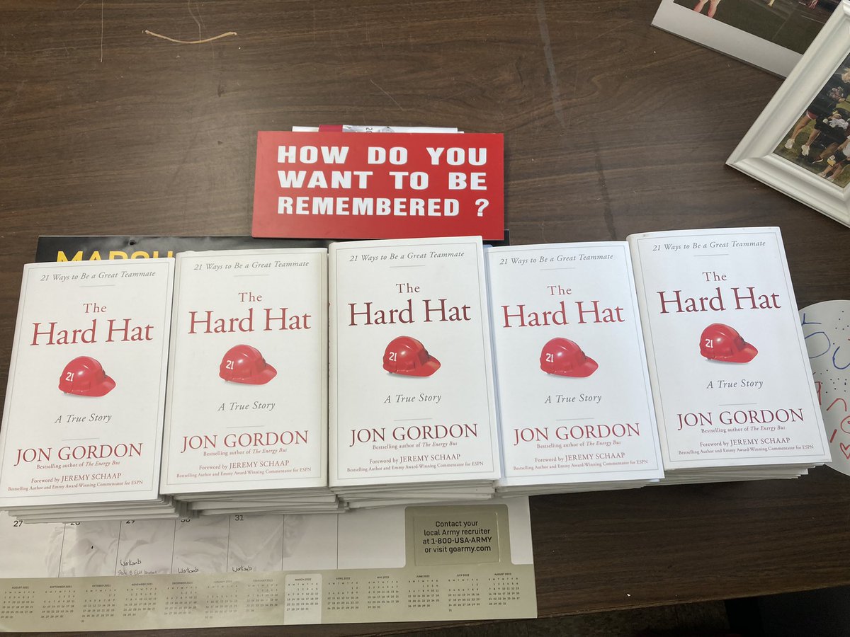 Summer reading books came in today. Thank you to everyone who helped fund this project for the team. Go Hawks! @NLHS_SportsInfo <a href="/JonGordon11/">Jon Gordon</a> #HardHat #thankyou #build