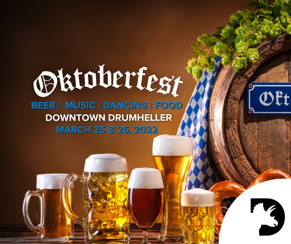 Otoberfest in March- with the amount of events that have been cancelled over the past 2 years, why not. Come to #Drumheller for the beer tent, schnitzel, costume contests and more. Tickets at drumheller.ca/live/events/ok…