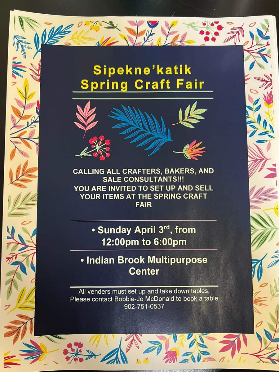 GilbertP4341's tweet photo. #Sipeknekatik #IndianBrook Craft Fair , calling all allies, L'nuk, and locals ! https://t.co/M7PfD49New