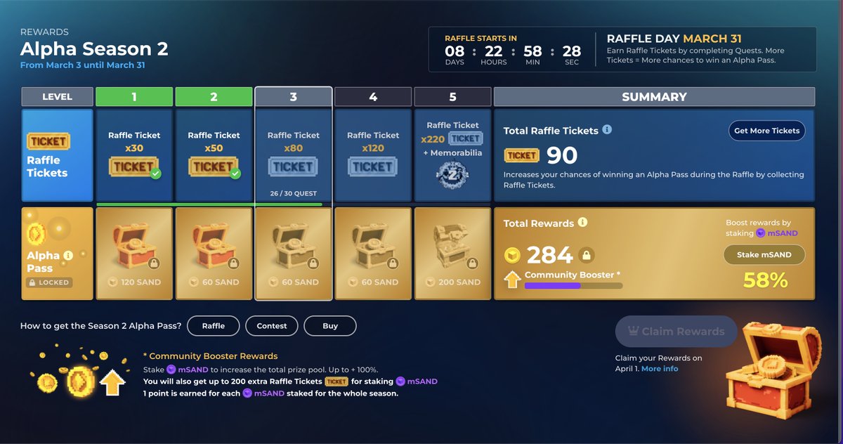 hacaro's tweet photo. @TheSandboxGame I just participated in the daily #SandboxAlphaS2Contest for a chance to earn up to 1,000 $SAND! Starting March 22 - Ticket Day. Check out my screenshot below!
👇 #SandboxAlphaS2 https://t.co/Z300bF2kVb