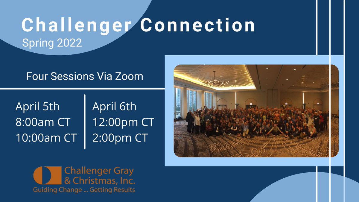 ChallengerGray's tweet photo. The Challenger Connection is back! Join #HR Leaders to discuss current challenges, opportunities, and best practices as we move towards the post-pandemic workplace. Be sure to take our survey here before the event. https://t.co/3IihyP1SZo
Register here: https://t.co/k4jn0DlRHB https://t.co/n5sNbBYwIA