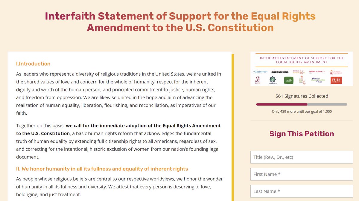 Justice_Revival's tweet photo. THANK YOU to the 560+ faith leaders standing up for #EqualRights by signing the Interfaith Statement of Support for the ERA

Is your faith leader a signatory? Tag them below &amp; urge them to sign on: https://t.co/dkjV8Jt4gv

#Faith4ERA https://t.co/AqGSeEKDAU
