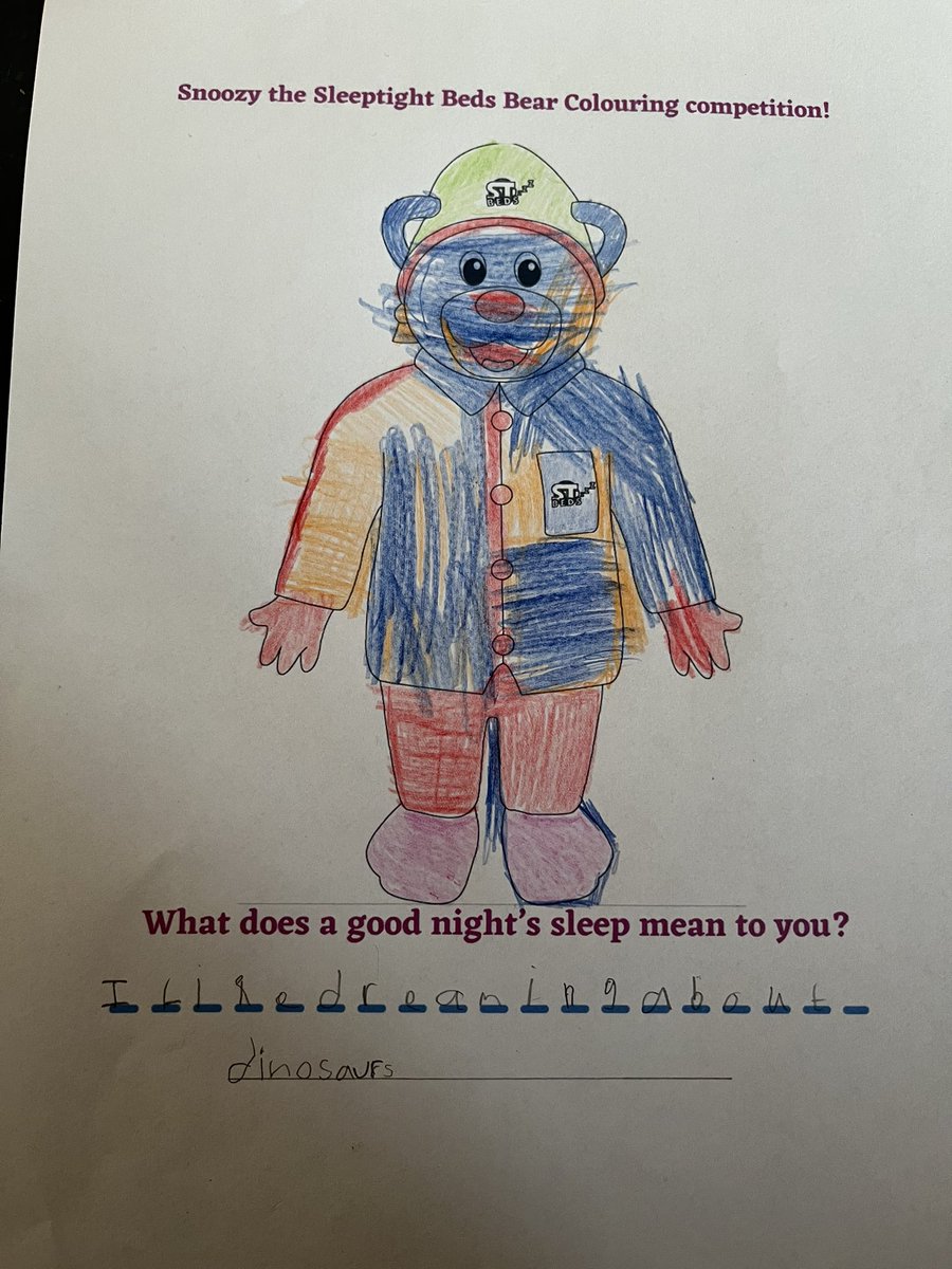 .<a href="/Sleeptight_Beds/">Sleeptight Beds</a> here is Zacks entry, he said “I like dreaming about dinosaurs” #snoozyColouringComp #haltonhour #luntsheathschool