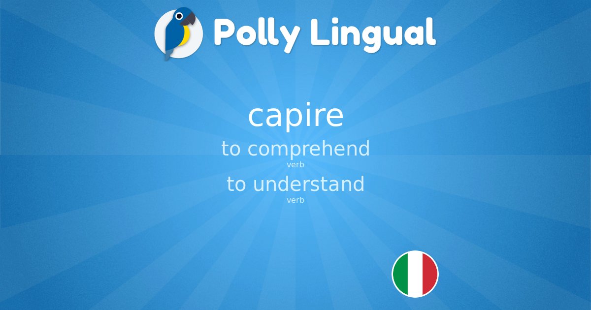 🇮🇹 #Italian Word of the Day:

capire 

comprendre 🇫🇷
entender 🇪🇸
to comprehend / to understand 🇬🇧
verstehen / begreifen 🇩🇪
compreender / entender 🇵🇹

#learnItalian #WordOfTheDay pollylingu.al/en/items/24448
