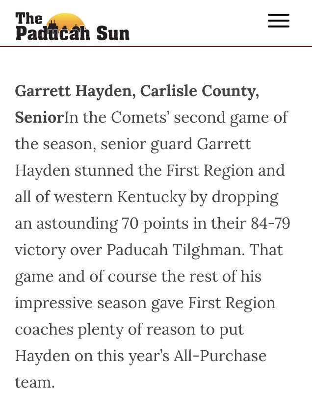 carlislecomets's tweet photo. Congratulations to @GarrettHayden10 for making the All Purchase Team. This makes it two years in a row he has made the team. https://t.co/14LiQ1T0JE