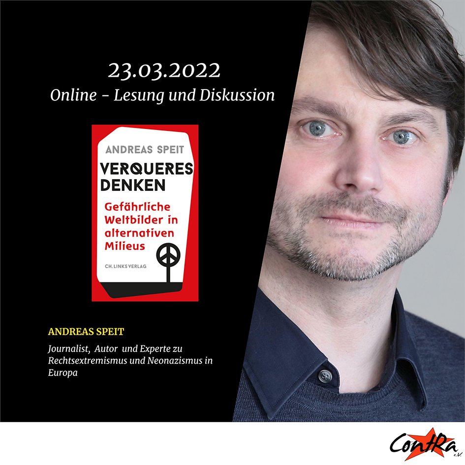 AndreasSpeit's tweet photo. Heute um 19:30 Uhr darf ich beim #GEW-Kreis Esslingen-Nürtingen und #attac Kirchheim über "Verqueres Denken"online diskutieren. Morgen werde wir uns bei #contRa e.V. erneut über #Querdenken, #Lebensreform und #Antimoderne austauschen. Anmeldungen bei den Veranstaltenden. https://t.co/EB4FwyzGai