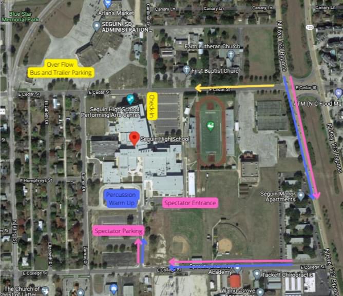 TECA_Texas's tweet photo. TECA North Championships hosted at Seguin HS.

SPECTATORS - Please park in the Spectator Parking around the back of Seguin HS. Use the address 1313 E College St, Seguin, TX 78155 in your GPS to locate the Spectator Parking Lot. https://t.co/VgRRxuMB7A