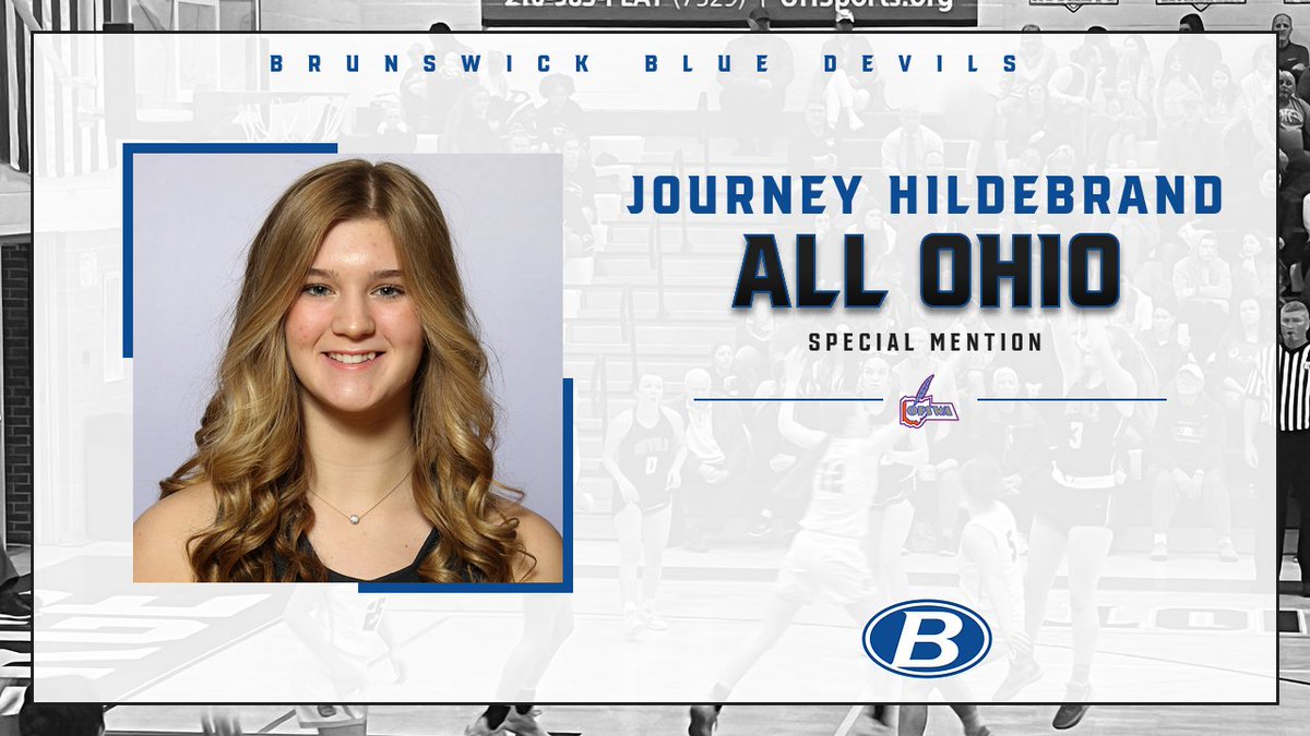 Congratulations <a href="/girlsbwickbball/">Brunswick Girls Basketball</a> Sophomore Journey Hildebrand who was named Special Mention Division I All Ohio in Girls Basketball #GoBigBlue