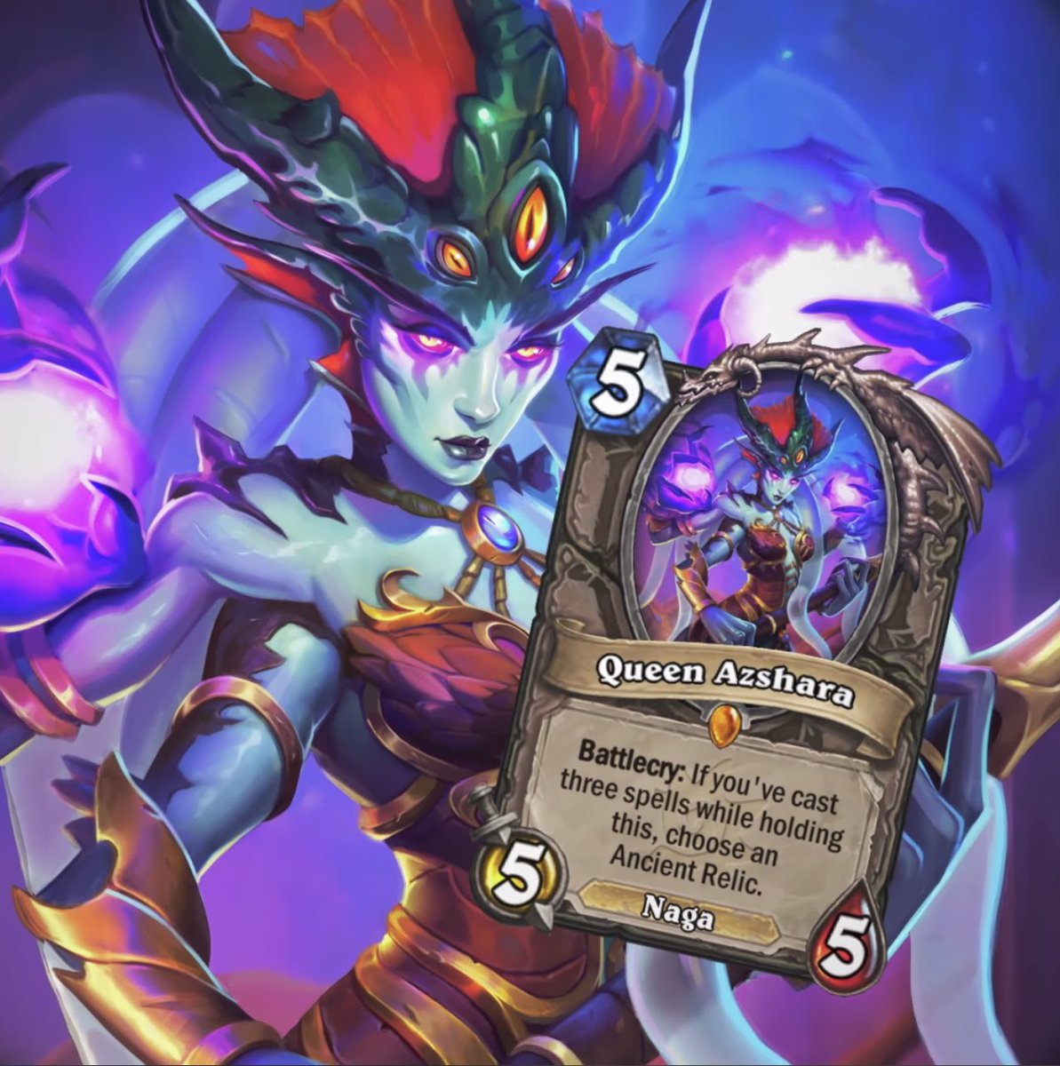 The card I did for the last expansion from #hearthstone has been revealed , yey! #QueenAzshara <a href="/PlayHearthstone/">Hearthstone</a>