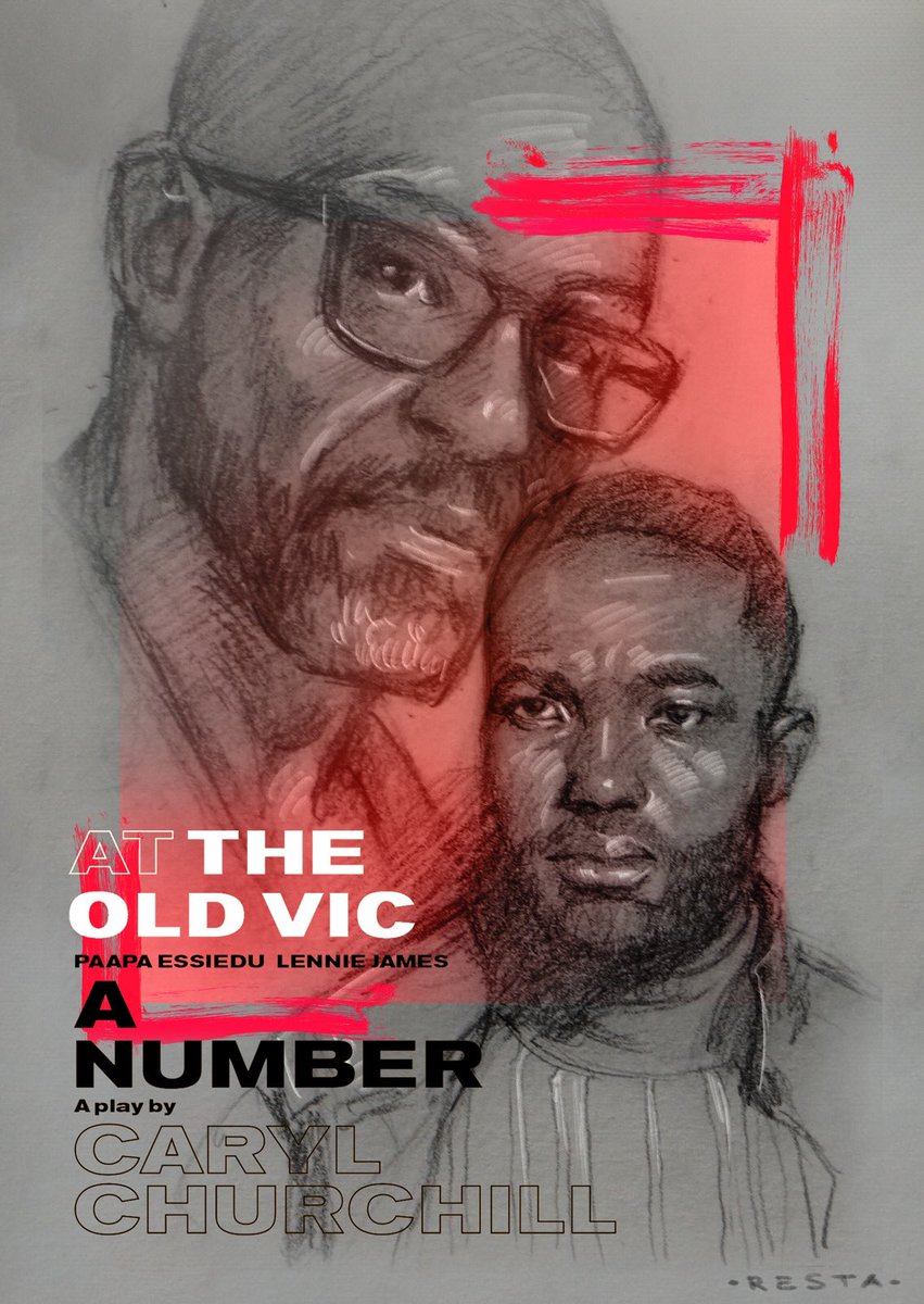 francesca707's tweet photo. A sketch for the first play I saw this month, βA numberβ at @oldvictheatre with @PaapaEssiedu and @RealLennieJames. A really fantastic production, with incredible actors, a beautiful monochromatic stage design and unbelievably fast costume changes! https://t.co/ie86mKEo3K