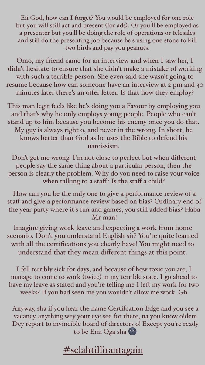 thetoluog's tweet photo. One day, people would back this story up and we would stop praising or looking up to people who don’t deserve it.

Who provides these types of rules and regulations to grownups? We need to do better! 🤦🏾‍♀️

#HorribleBosses #toxicworkplace https://t.co/k9d1BkwDI1