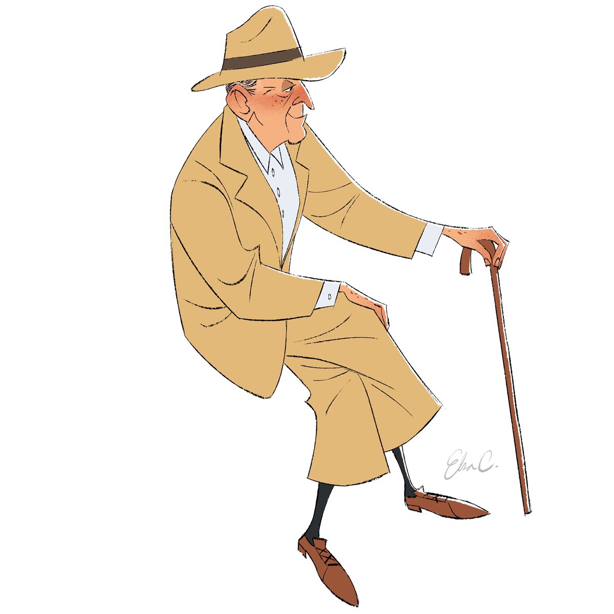 cane old hat 1boy solo male focus old man  illustration images