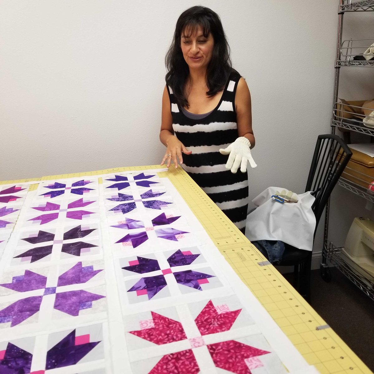 Quilting in progress